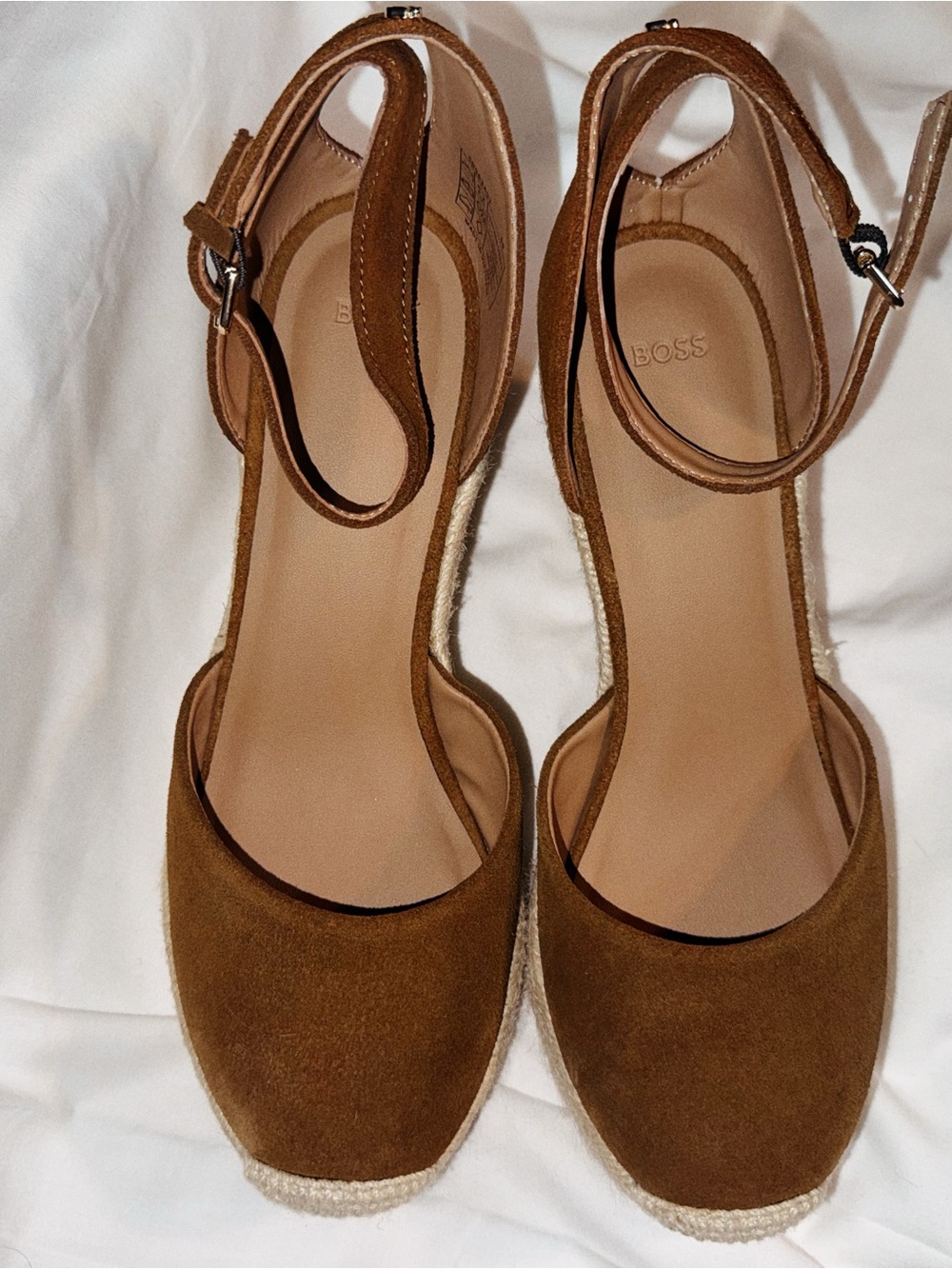 BOSS Brown Espadrille Wedge Sandals (size 39)